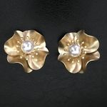 Badgley Mischka 3 Dimensional Gold & Pearl Floral Earrings L@@K Photo 0