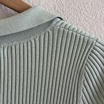 Calvin Klein Jeans Top Ribbed Light Mint Green Collar Academia Button Crop Small Photo 6