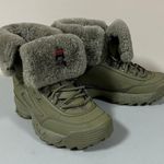 FILA Olive Green Disruptor Shearling Fur Winter Ankle Boots Booties Sneakers Shoes Size 9 🤍❤️💙 Photo 1
