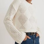 Madewell  Diamond-Stitch Crewneck Crop Sweater in Cream Photo 4