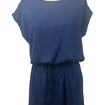 Mango  Suit Blue Dress Keyhole Tapered Waist‎ Cup Sleeve Size 6 Photo 0