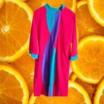 Vanity Fair Petites Robe Lounge Dress Color Block 3/4 Sleeve L Photo 3
