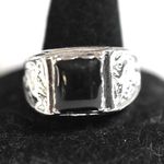 Source Unknown NWOT Art Deco Etched Silver Tone Black Stone Inset Size 11.5 Trendy Signet Ring Photo 1