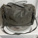 Source Unknown Gray Faux Leather Shoulder Bag Large Tote Satchel Crossbody Zip Pockets Photo 0