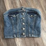 American Eagle  denim crop strapless corset tube top bustier size small NEW Photo 0
