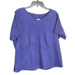 Kathy Ireland Vintage  Plus Polyester Faux Suede Purple Short-Sleeve Top Size X Photo 0