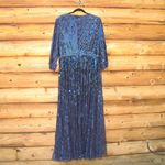 Mac Duggal  5509 Womens Blue SEQUINED WRAP OVER 3/4 SLEEVE GOWN Photo 11