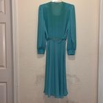 Vintage 70s teal aquamarine dress with matching belt Size M Photo 5