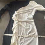 Womens Black & White Asymmetrical Ruffled Front Midi Dress 3/4 Sleeve Size S NEW Photo 9