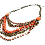 Tahari  Layered Beaded Colorful antiqued Necklace coral‎ Photo 0