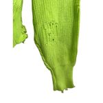 NWT SER.O.YA Syd Sweater Women Size Medium Neon Green Distressed Grunge V Photo 6