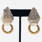 Hand tooled artisan sterling/brass earring, 19.6g Photo 1