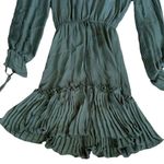 Gianni Bini Lola Dress hunter green (up all night) long puff sleeve ruffle vneck Photo 1