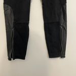 Athleta  Luxe Ponte Legging Black Vegan Leather Colorblock Zipper Moto Leggings L Photo 8