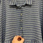Caslon  Striped Linen Blend Dress Midi Long Sleeve Blue White Womens Size 2X Photo 2