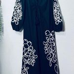 Chico's NEW Poplin Soutache Embroidered Maxi Dress Black Maxi Sz 4 Belt Pockets Photo 10