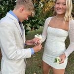 Oh Polly  Dress Milan Long Sleeve Embellished Corset Mini Ivory Photo 8