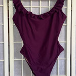 J.Crew Minimalist Ruffle Sleeve One Piece Purple Bathing Swimsuit Women’s 10 Photo 0