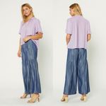 Current Air  Thalia Split Neck Smocked Lavender Pink Dot Blouse Top Size Large Photo 2