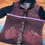 Yak Magik Burnout tapestry Black Red Jacket Large Made in Nepal Boho Silk Blend Photo 10