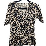 Merona Vtg Y2K Babydoll Leopard Blouse Brown Small Photo 0