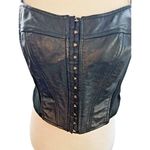 Maxima Wilsons Black Leather Corset Top Size L Moto Sleaze Grunge Whimsigoth Size L Photo 1