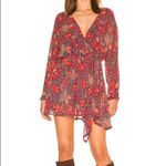 Free People  Floral Scarf Teegan Mini Dress V Neck Size L Photo 4