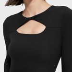 NWT Pumiey Knot Front Bodysuit Black Large Photo 2