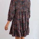 Dress Up Black Floral Tiered Mini Dress Size L Photo 3