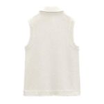 ZARA  TEXTURED WEAVE TWEED WAISTCOAT VEST GOLD BUTTONS ECRU WHITE SIZE S NEW Photo 6