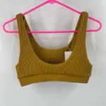 Kulani Kinis Bikini Top Medium NWT Crop Ribbed Mustard Swim Beach Rib Resort Photo 2