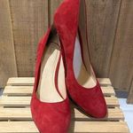 Cole Haan  Nike Air Women’s Shoes Sexy Ruby Red Suede High 4” Heels Sz 9.5 B Mint Photo 0