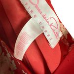 Oscar de la Renta Red Floral Print V-Neck Chemise Slip Mini Dress L Photo 5