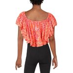 Angie Red orange Floral Off the shoulder Boho Crop Top sz small Photo 1