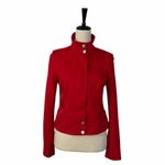Cache  Jacket Cropped High Stand Collar Moto Zip Snap Closure Red Women’s Size 4 Photo 2