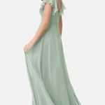 Azazie Light Green/Agave A-Line Ruffled Chiffon Floor Length  Bondi Dress Photo 3
