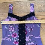 Charlotte Russe  Y2K Floral Lace Trim Cami Top Purple Black Tank Large Photo 5