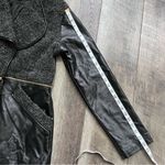 Luii Faux Leather Jacket Zipper Convertible Coat Black and Grey Boucle Size XL Photo 7