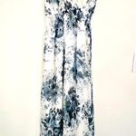 she's cool She’s Cool Blue & Grey Floral Pattern with White Adjustable Strap Maxi Dress Photo 2