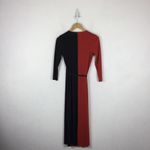 ZARA Red Black Colorblock Stretch Jersey Wrap Midi Dress Small Photo 11