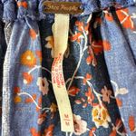 Free People  Retro 70s Bohemian Vintage Lover Blouse Dutch Blue Combo Medium Photo 12