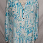 Lilly Pulitzer  Womens La Via Loca Captain‎ Silk Elsa Blouse Small Photo 0