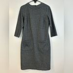 Boden Houndstooth Black/Grey Sheath Dress w/ Pockets 3/4 Sleeves Size 8 Black Photo 1