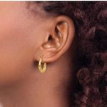 14K Pure Gold Double Dolphin Shaped Motif Hoop Earrings Photo 8