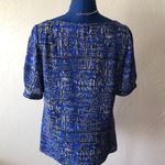 Banana Republic  Blue and Black Geometric Pattern Short Sleeve Crew Neck Top Photo 2