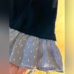 Loft Navy short sleeve vneck jersey shirt with adorable chambray ruffle size M Photo 6