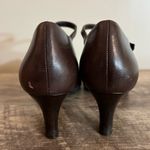 Michelle D Brown Leather Heels Shoes Ankle Strap Women’s Size 6 Business Photo 6
