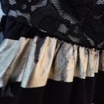 Trac  Black Gold Foil Stripe Lace Sweetheart Sleeveless Dress Size Small Photo 2