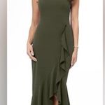 XScape One Shoulder Asymmetric Hem Gown STYLE: 4840X Olive Green Sz 12 NWT $239 Photo 0