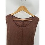 East India Womens Linen Maxi Dress Size L Brown Linen Side Slit Lagenlook Boho Size L Photo 2